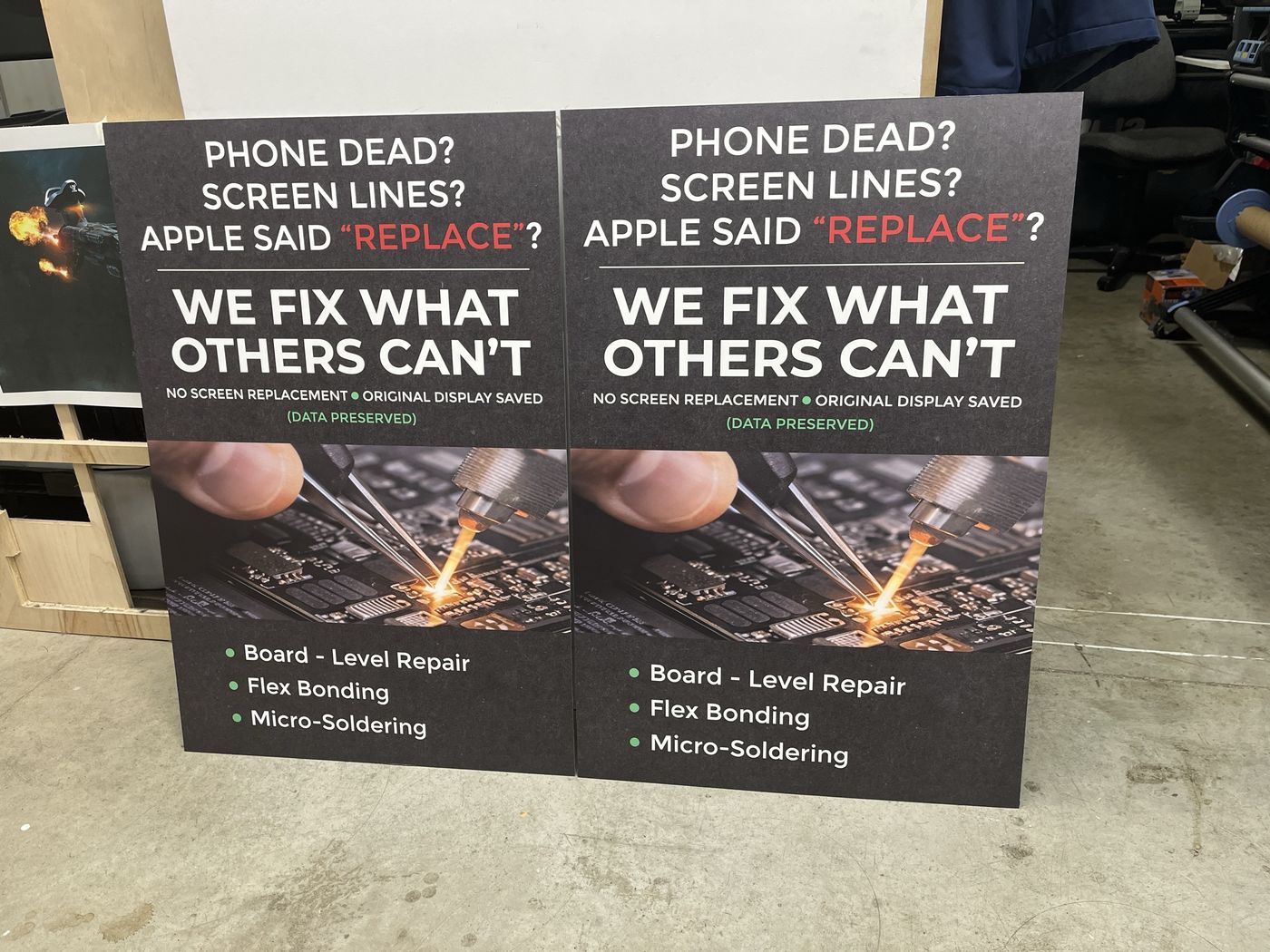 Printed Coroplast signs with full-colour graphics produced in Vancouver